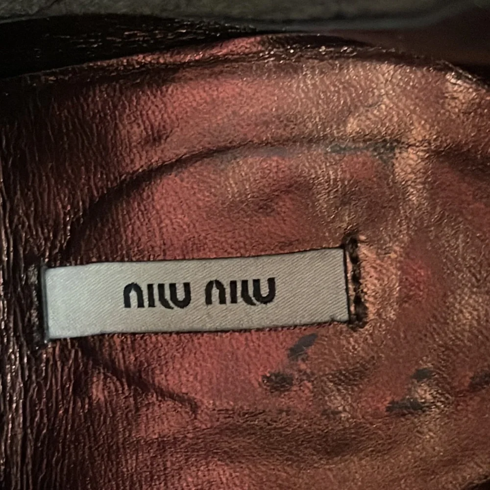 Miu Miu Capretto Stitch Cotto Leather Booties in Brown Leather and Copper